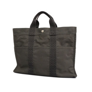 Auth Hermes Her Line Yale Line MM Women's Canvas Tote Bag Black